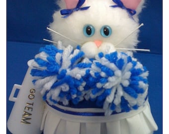 Carrie Cheercat - Cheerleader Hobby / Sports Cat Purrsonality - Fiber Art Collectible 71