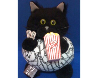 Popcorn Man - Movie Buff Hobby Cat Purrsonality - Fiber Art Collectible 131