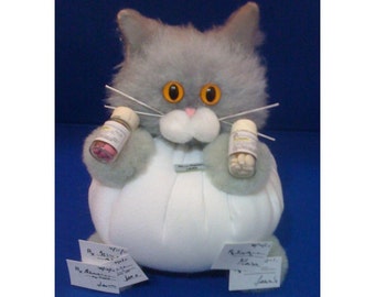 Pawla Furrmacist - Pharmacist Career Cat Purrsonality - Fiber Art Collectible 99
