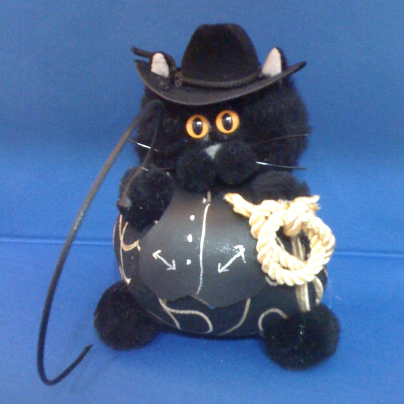 Black Bart Wrangler Feline Corral Cat Purrsonality Fiber Art Collectible 49 imagen 2