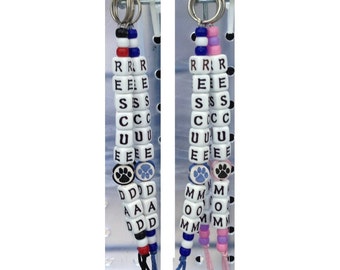 Rescue Mom Beaded Keychain - Animal Lover Gift