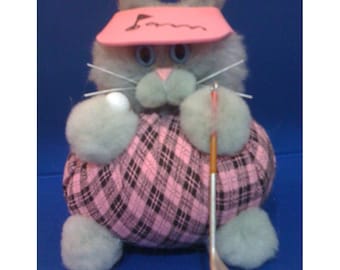 Birdie - Golf Hobby / Sports Cat Purrsonality - Fiber Art Collectible 163