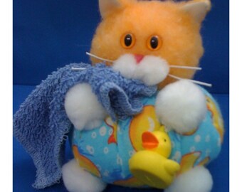 Sudsley Ducksworth III - Bathtime Kitty Whimsicat Purrsonality - Fiber Art Collectible 64