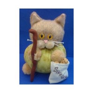 READY TO SHIP Morey L. Schroomer Mushroom Hunting Hobby Cat Purrsonality Fiber Art Collectible 106 image 1