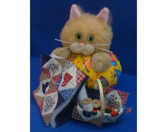 Pawla Patchwork - Quilting Hobby Cat Purrsonality - Fiber Art Collectible 105