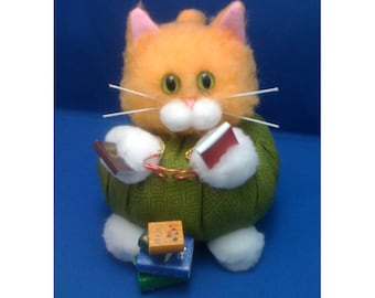 Paige Turner - Librarian Career Cat Purrsonality - Fiber Art Collectible 47