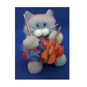 Fuddler McGee - Geige Musikerin Katze Purrsonalität - Fibre Art Sammlerstück 162