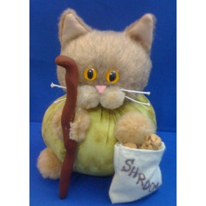 READY TO SHIP Morey L. Schroomer Mushroom Hunting Hobby Cat Purrsonality Fiber Art Collectible 106 image 2