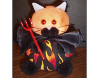 Dante the Devil - Halloween Cat Purrsonality - Fiber Art Collectible 34