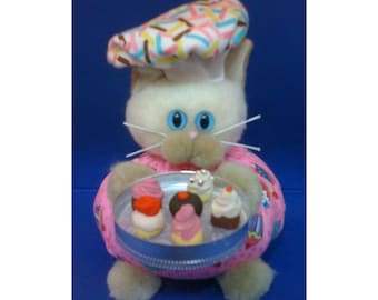 Cupcake - Baking/Baker Career Cat Purrsonality - Fiber Art Collectible 156