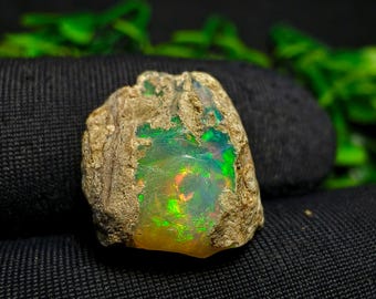 AAA Grade Ethiopian Opal Raw - 6.35 CT Multi Welo Vibrant Fire Opal Rough - White Opal Raw Loose Gemstone - Genuine Opal Boulder Rough