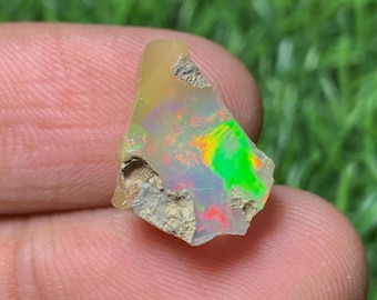 Excellent White Loose Uncut Opal Stone , 6 CT , Natural Boulder Large Ethiopian Opal Raw , Exclusive Multi Welo Fire Opal Rough Gemstone ,
