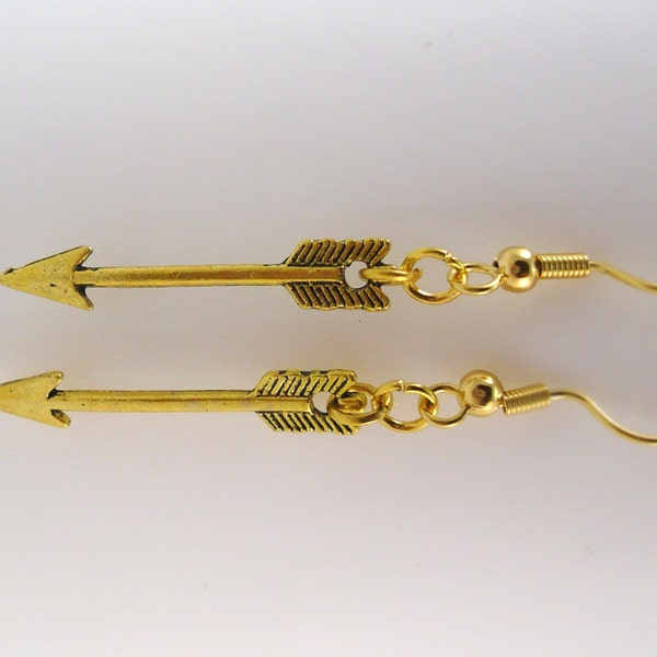 Flèche boucles d'oreilles, boucles d'oreilles or flèche, inspiré de Robin des bois Fairytale, Hunger Games inspiré, à la mode flèches flèche de Cupidon, prêt à expédier