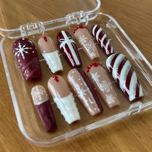 Fake nails gift, christmas crafts, cute fake nails with flowers