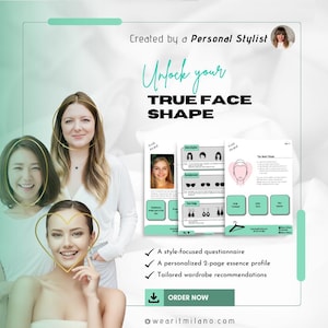 Personalized Face Shape Analysis | Custom Face Shape Guide for Haircuts, Necklines, Glasses & Accessories | Virtual Styling Service