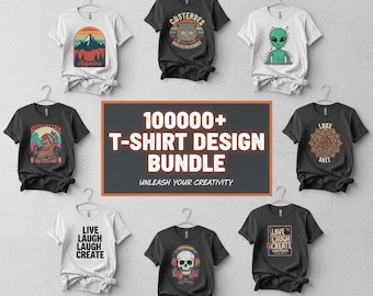 100,000+ T-Shirt Designs Bundle, SVG PNG EPS, Commercial Use