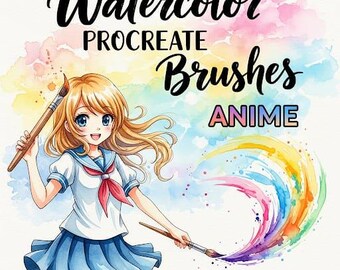 Watercolor Anime Procreate Brushes | Digital Manga & Illustration Brush Set for iPad Drawing