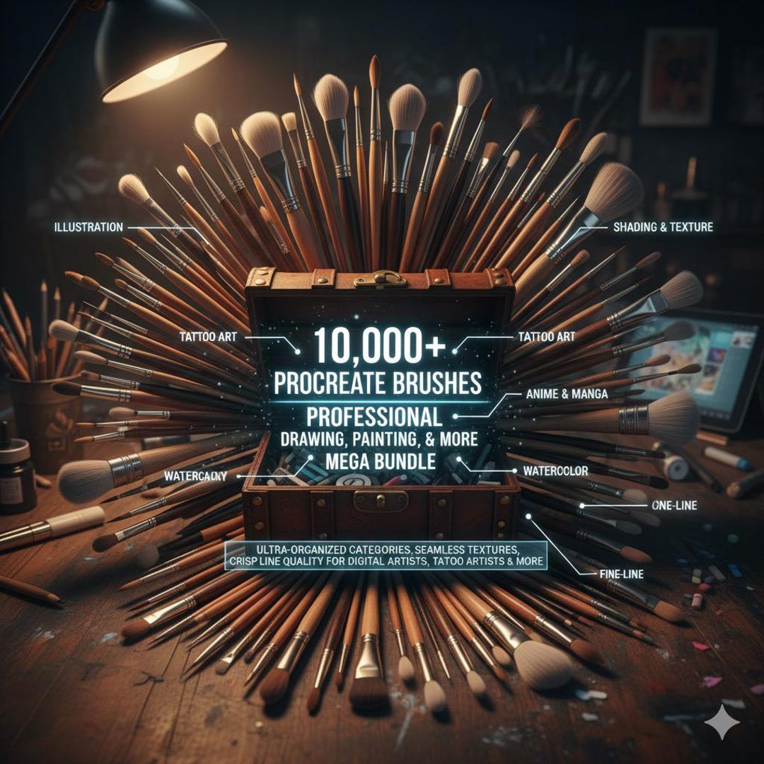 10000+ Procreate Brush Mega Bundle | Tattoo, Anime, Watercolor Brushes ...