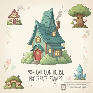 90+ Charming Home & Building Stamps | Procreate Cartoon Sketch Brushes