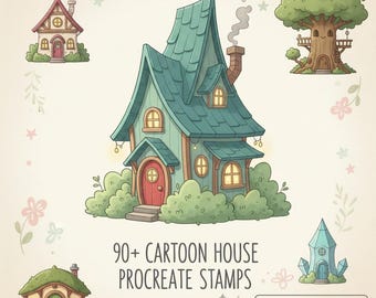 90+ Charming Home & Building Stamps | Procreate Cartoon Sketch Brushes