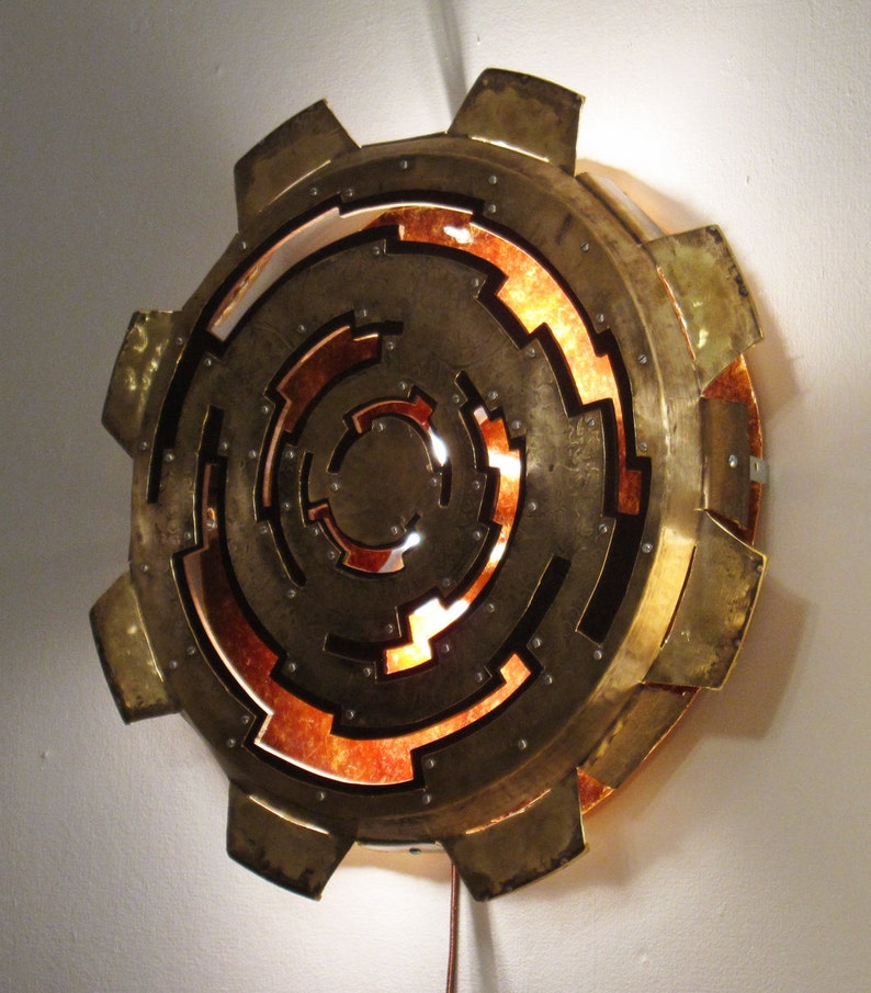 Gear Sconce wall light art piece Etsy