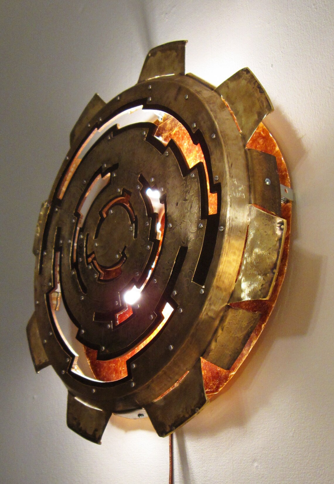 Gear Sconce wall light art piece Etsy