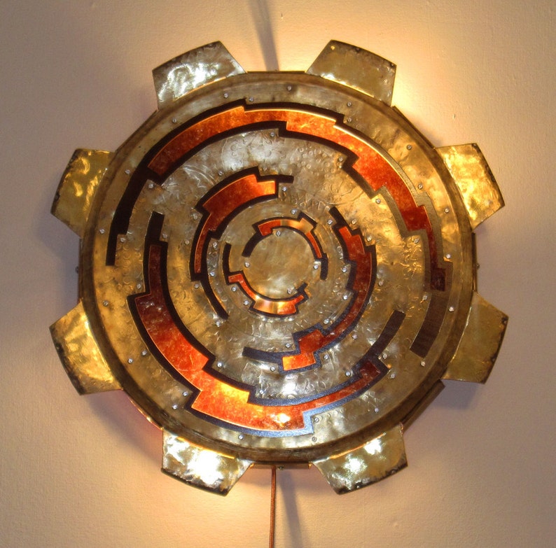 Gear Sconce wall light art piece Etsy