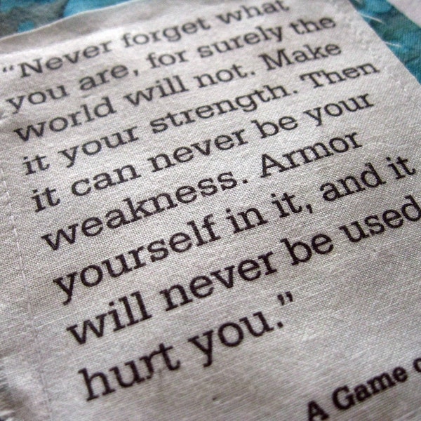 Game of Thrones Fabric Book Cover-- Strength in Knowing....  Jon Snow George R.R. Martin