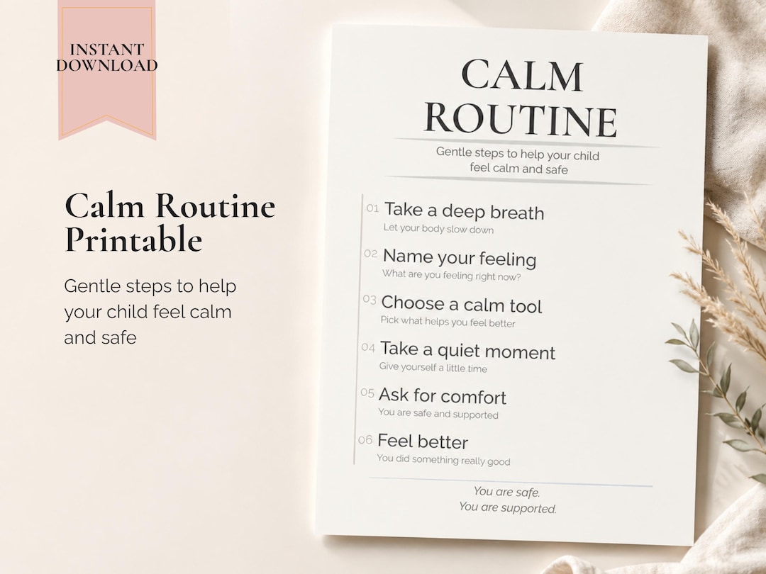 Kids Calm Routine Printable, Gentle Daily Steps for Big Feelings ...