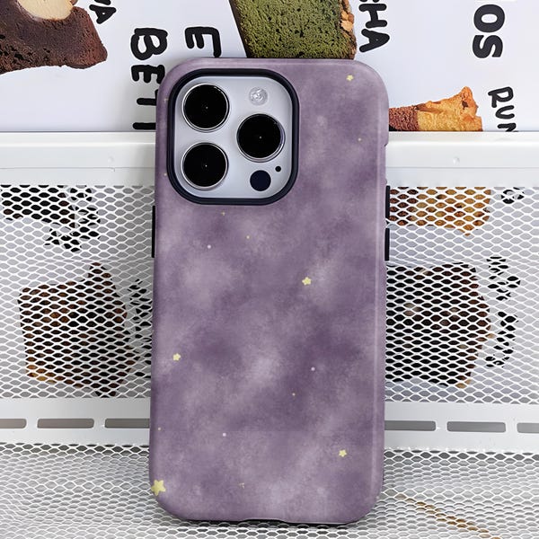 Coque de portable violette à étoiles florales, iPhone 17-12, S25-S22 Ultra Case