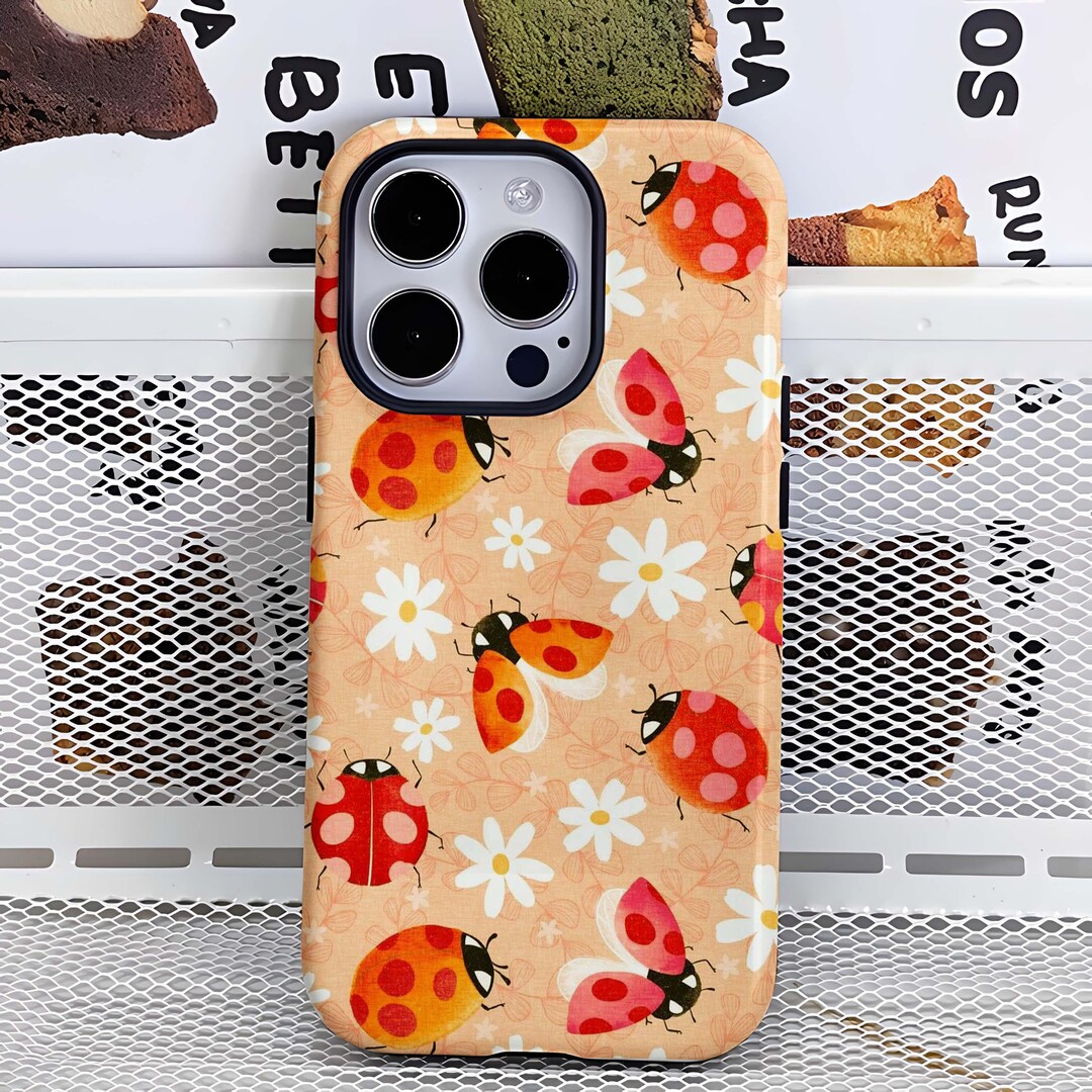 Cottagecore Ladybug & Daisy Floral Phone Case - Whimsical Watercolor ...