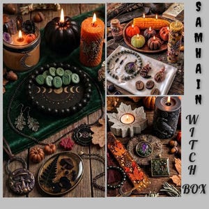 Hexenbox Samhain Mabon Herbst Set • witchy Halloween Ritual Kit handmade Schmuck, Kerze, Spell Jar & Altardeko • Dark Cottagecore Witchcraft