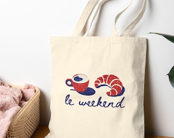 Le Weekend Canvas Tote Bag | Vintage Natural 100% Cotton Bag