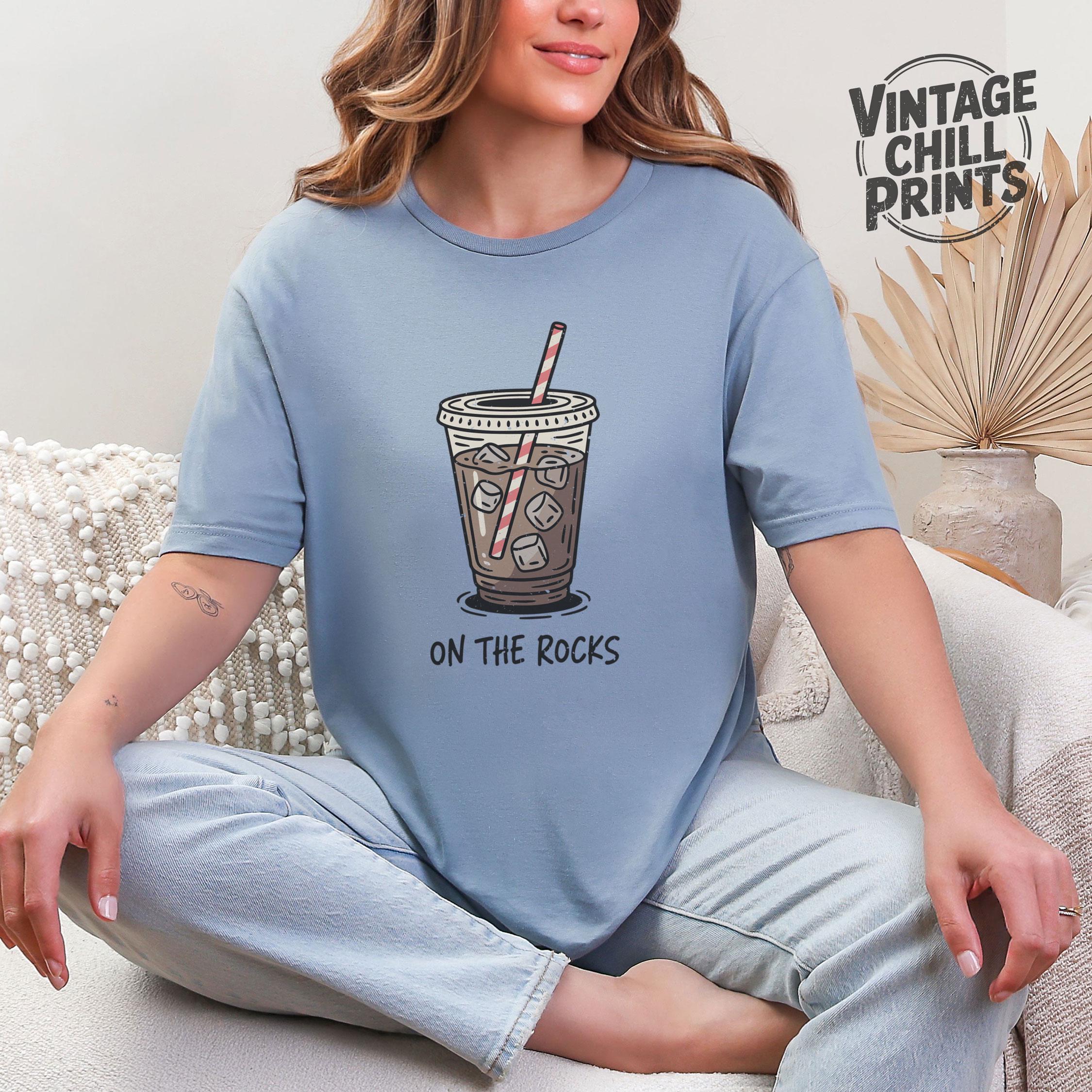 On the Rocks T-shirt | Vintage Iced Coffee Lover Tee XS-5X - Etsy