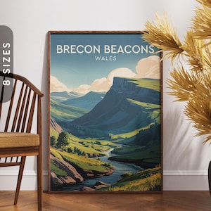 Brecon Beacons, Gales / Cartel de viaje antiguo