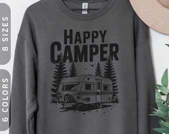 Happy Camper Sweatshirt | Vintage Camp Lover Sweater S-5X