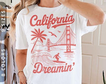 California Dreamin' Graphic Tee, Retro 70s Style - Etsy Norway