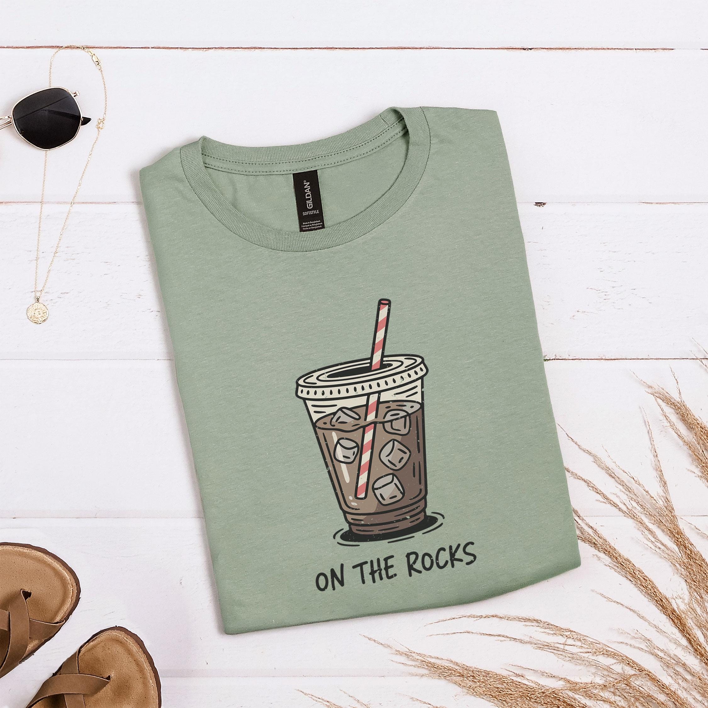 On the Rocks T-shirt | Vintage Iced Coffee Lover Tee XS-5X - Etsy
