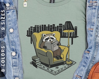 Book Lover Raccoon T-Shirt | Vintage Reading Tee XS-5X