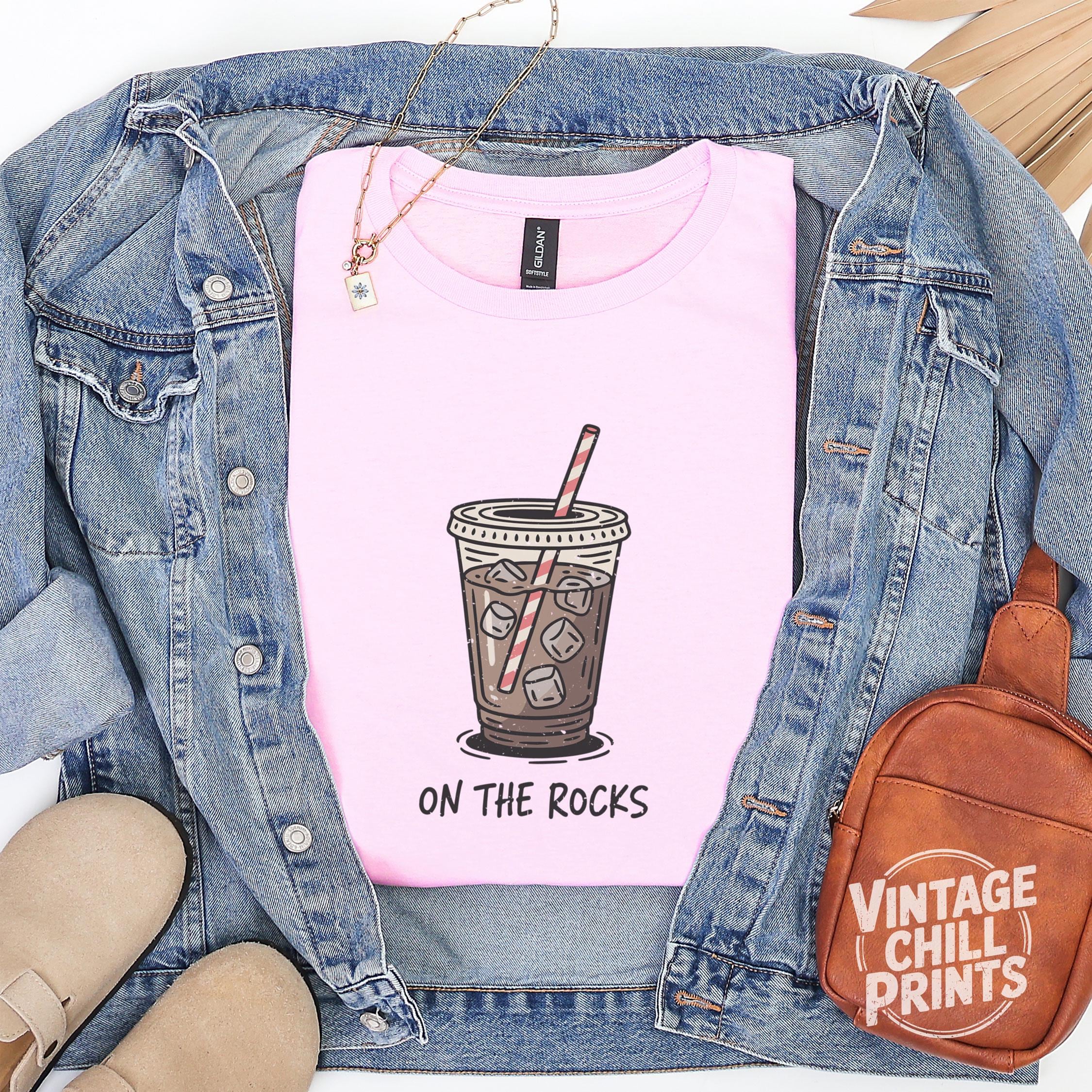 On the Rocks T-shirt | Vintage Iced Coffee Lover Tee XS-5X - Etsy