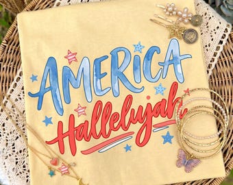 America Hallelujah Png ,4th of July Png, American Png, USA png, Coquette Png, Preppy Patriotic, Dtf digital