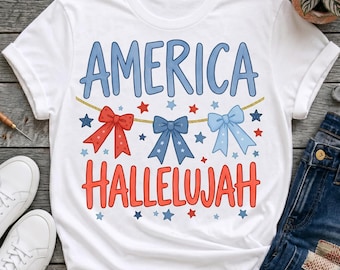 America Hallelujah Png ,4th of July Png, American Png, USA png, Coquette Png, Preppy Patriotic, Dtf digital
