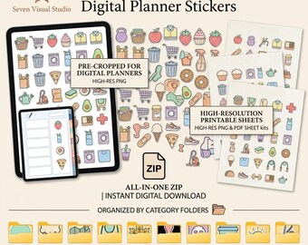 100 pegatinas Kawaii para agenda digital de la vida cotidiana, GoodNotes Noteful OneNote PNG, Hobonichi, iconos de productividad
