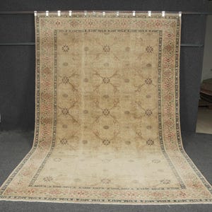 7.5x11 Handwoven Oushak Rug - Large Vintage Turkish Wool Carpet - Oversized Area Rug for Living Room or Dining Room