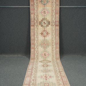 Vintage Turkish Runner Rug 3x13 Ft – Handwoven Long Hallway Rug, Anatolian Wool Carpet, Rustic Entryway Corridor Runner