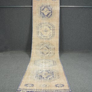 Authentic 3x13 Handmade Turkish Runner Rug - Vintage Anatolian Corridor Wool Carpet - Long Rustic Hallway Rug with Timeless Patterns