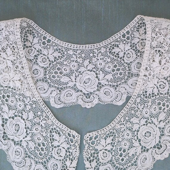 Antique Honiton Bobbin Lace Collar Victorian Lace Bertha Collar