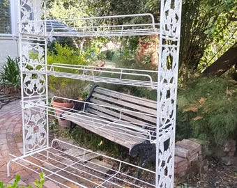 Wrought Iron Bakers Rack Storage Shelf  64" Rustic Metal Plant Shelving  Stand - Etsy