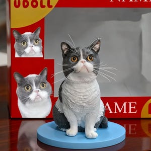 custom cat bobblehead, custom pet figurine, custom cat figure, personalized cake topper cat figurine，custom pet portrait statuette