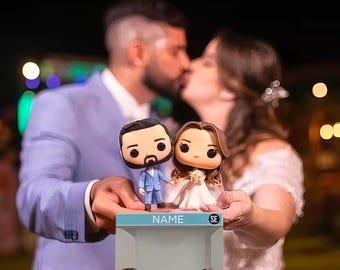 Custom mini figures couple wedding, personalized couple figurine from photo, personalised Udoll gift for wedding, engagement, groom bride